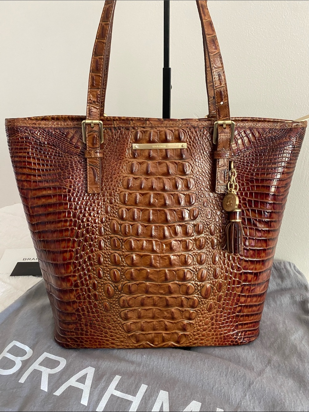 New Brahmin J15131 Asher Tote Toasted Almond Melbourne Genuine Leather